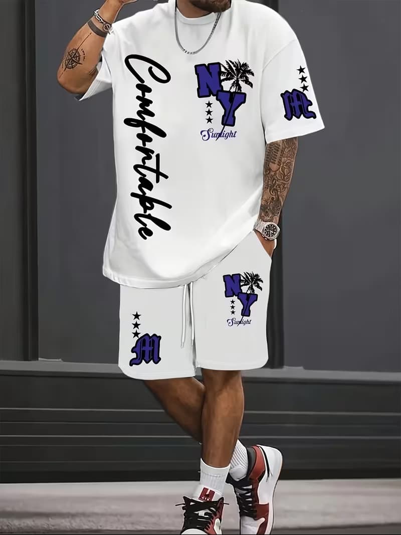 2026 Cross-Border Summer Vacation Outdoor New Trendy Fashion Casual Men's Digital Print Sports T-Shirt