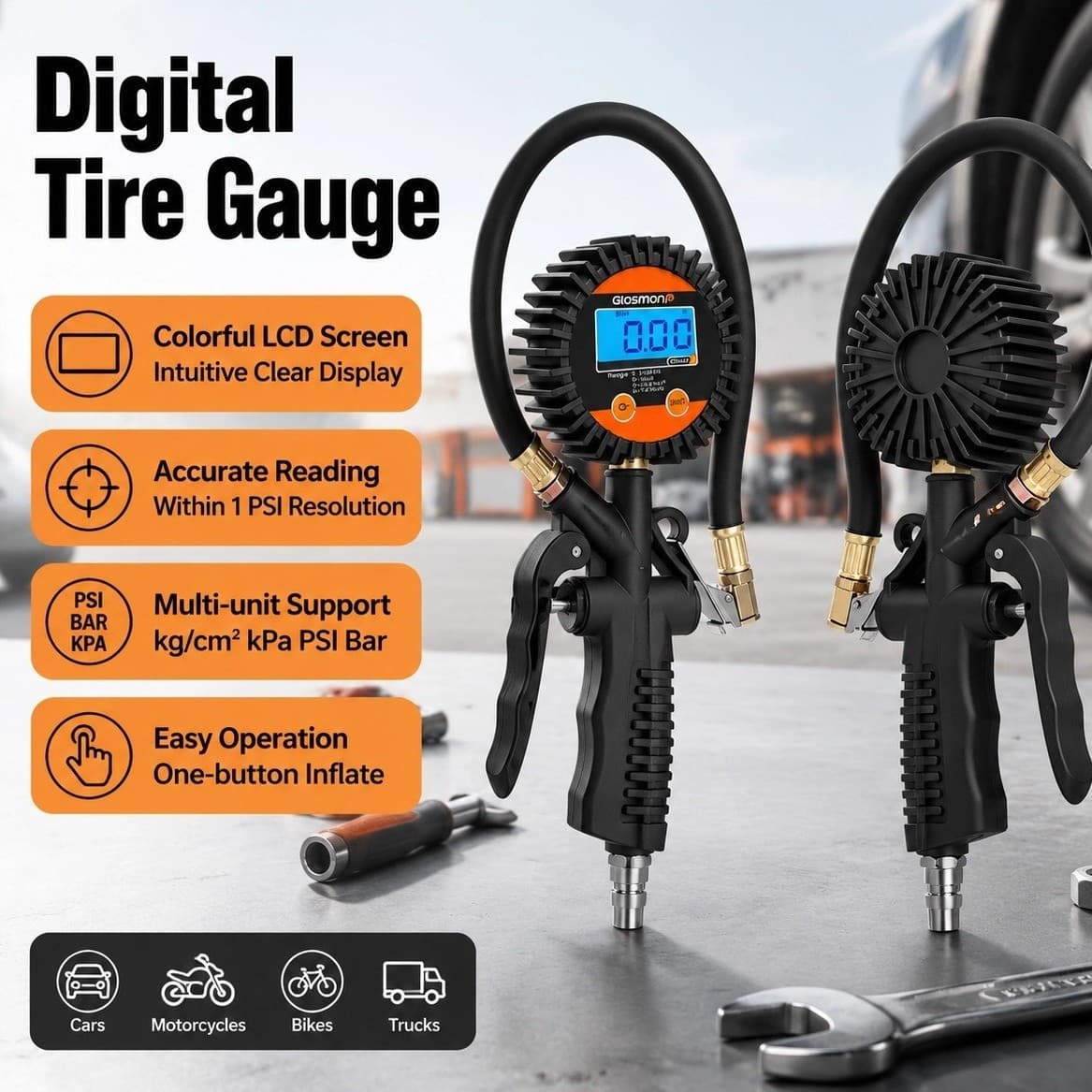 Tire Pressure Gauge 220psi Air Pressure Gauge Car Tire Pressure
