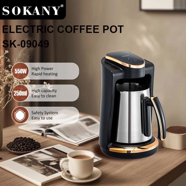 Cross-border Export Electric Turkish Coffee Pot Constant Temperature Heating Stainless Steel Coffee Pot Tea Coffee Maker 250ML