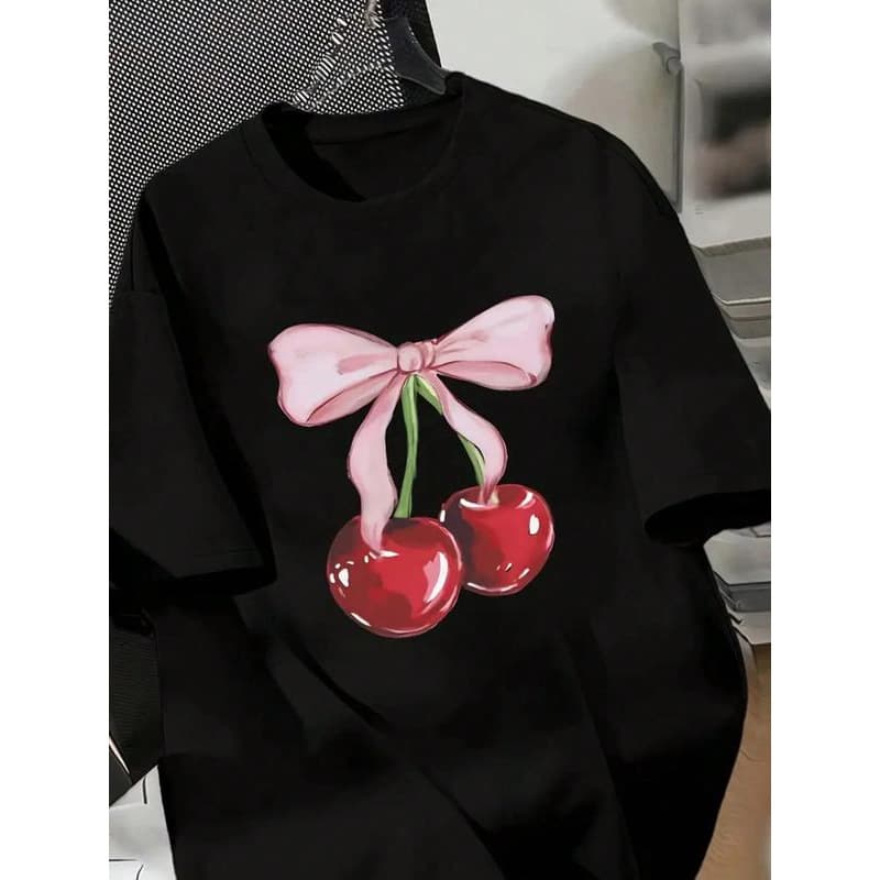 Cross-border European Size Pure Cotton Women's T-Shirt Camiseta Casual de Mujer con Estampado de