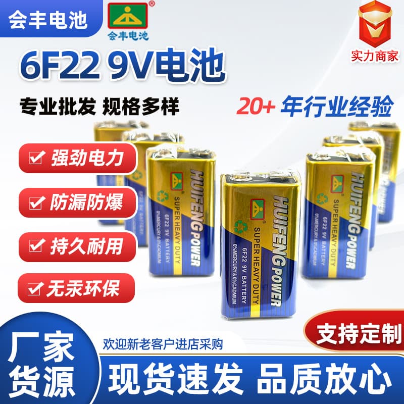 HF Factory Direct 9V Super Carbon (6F22) Square Batteries for Instruments and Microphones