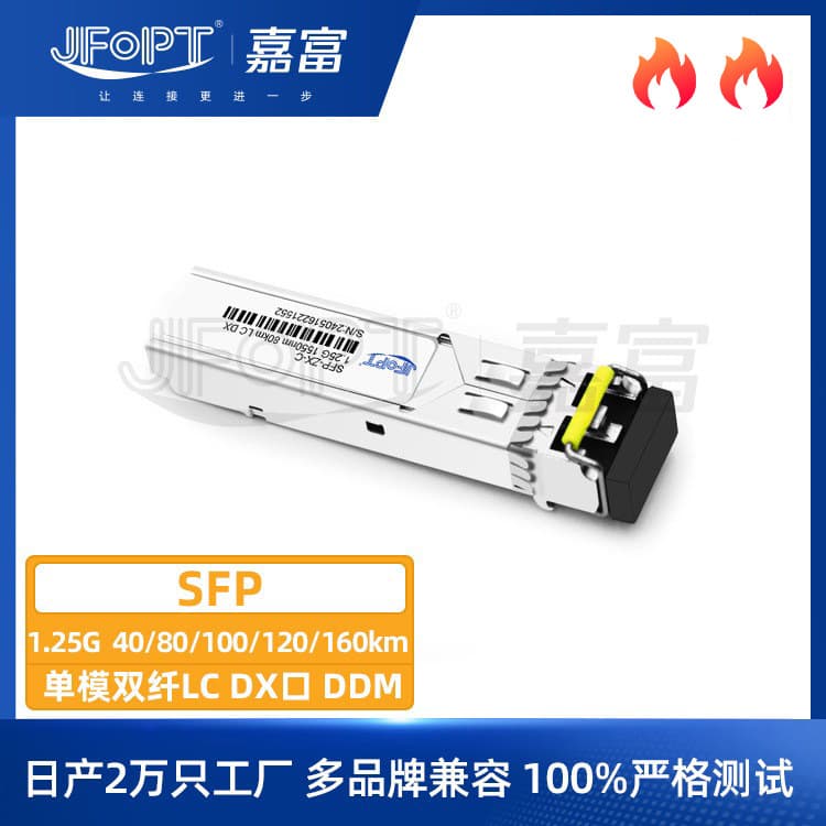 1.25G SFP Ultra Long Reach Fiber Module 1550nm 40-160km Transmission DDM LC Duplex Factory Custom