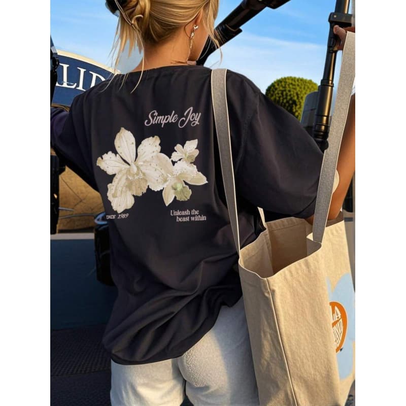 Sweet Style Women's Summer Colorful Letter Flower Print Pattern