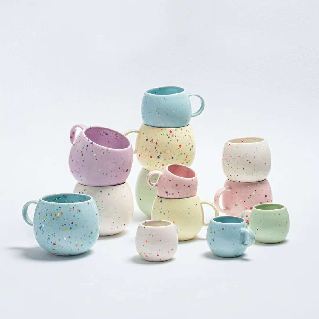 Ins-Style Colorful Dot Mug, Large Capacity, Thickened Ceramic Water Cup, Household Niche Couple's Water Cup, Breakfast Milk Cup