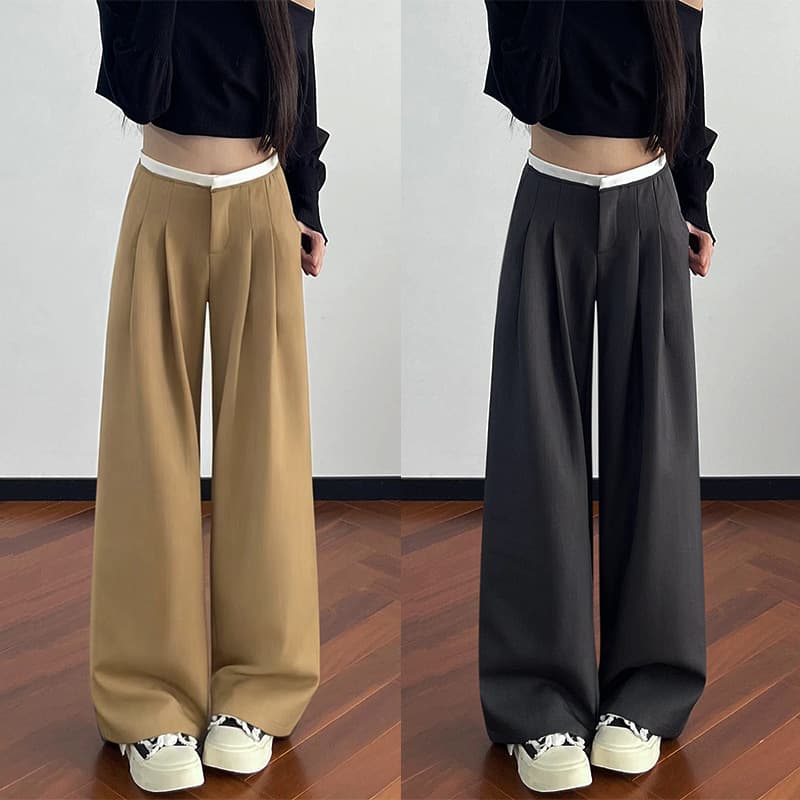 Old money style straight suit trousers 2026 summer new trousers high waist wide leg trousers casual trousers women's professional formal wear