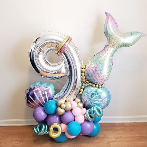 New 32-inch Mermaid Balloon Set with Shell Aluminum Foil Number for Kids Birthday Baby Shower Party Decoration