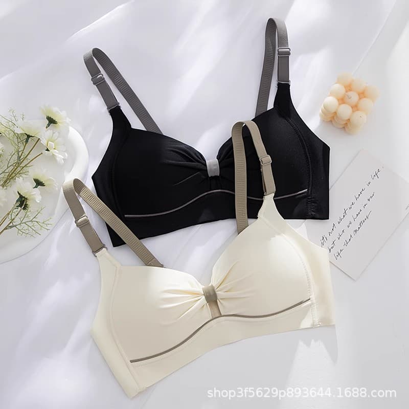 Seamless Bra for Women Summer Thin Style Small Bust Push Up Lift Anti-Sag Comfortable Wire-Free Bra Hollow Butterfly Design