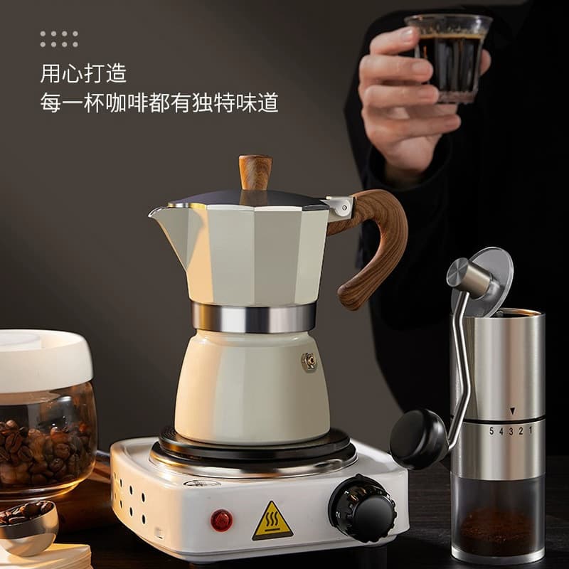 Moka Pot Coffee Set Gift Italian Style Hand Grind Pour Over Coffee Maker Gift Box Coffee Pot Set