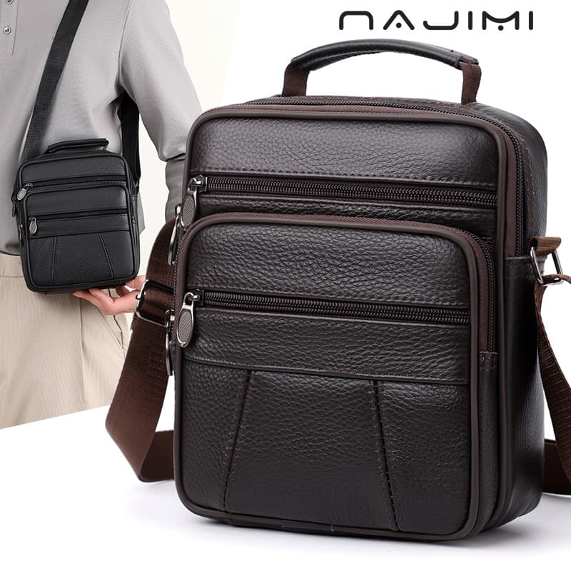 Foreign trade hot-selling men's small shoulder bag casual shoulder bag multi-functional leather bag trendy genuine leather high-end crossbody bag for men