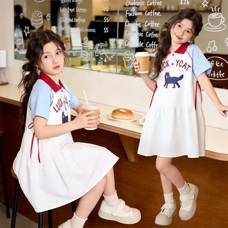 Girls Summer Polo Dress 2026 New Style Children's Fashionable and Beautiful Princess Dress