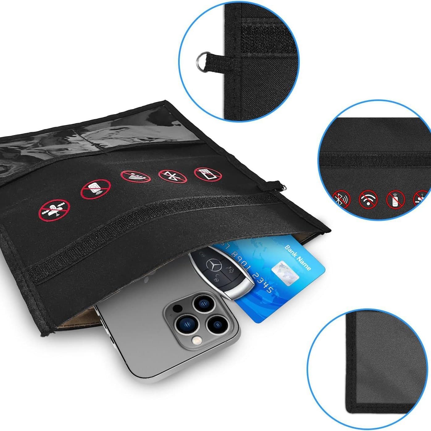 Amazon car key protector, signal blocking bag, anti-radiation wallet for tablet and phone privacy protection.