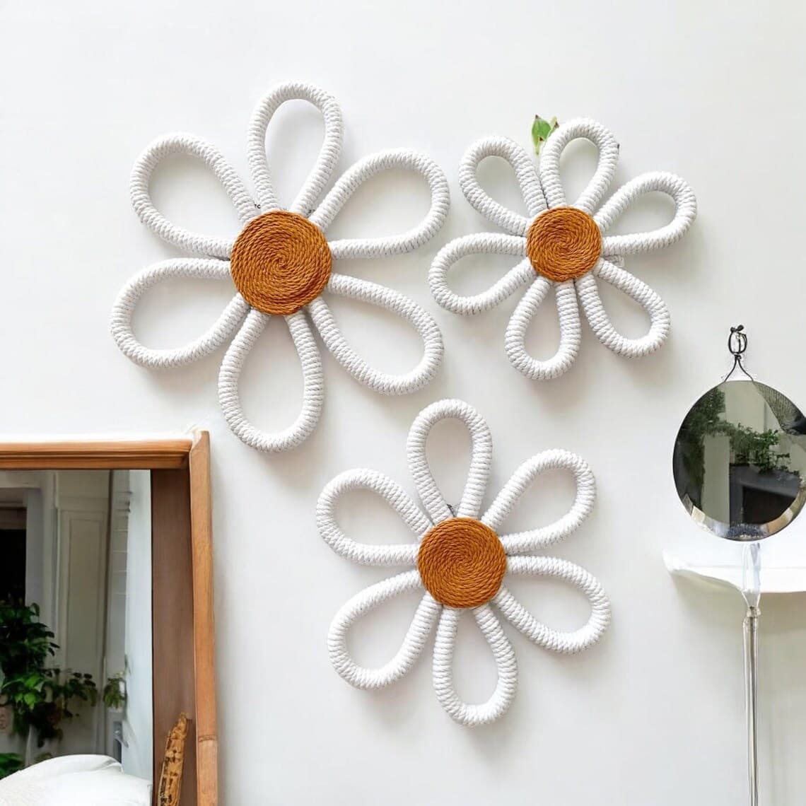 Ins Home Decor Woven Daisy Flower Wall Art for Girls' Room Nursery Baby Room Decoration Cross-border Hot Seller