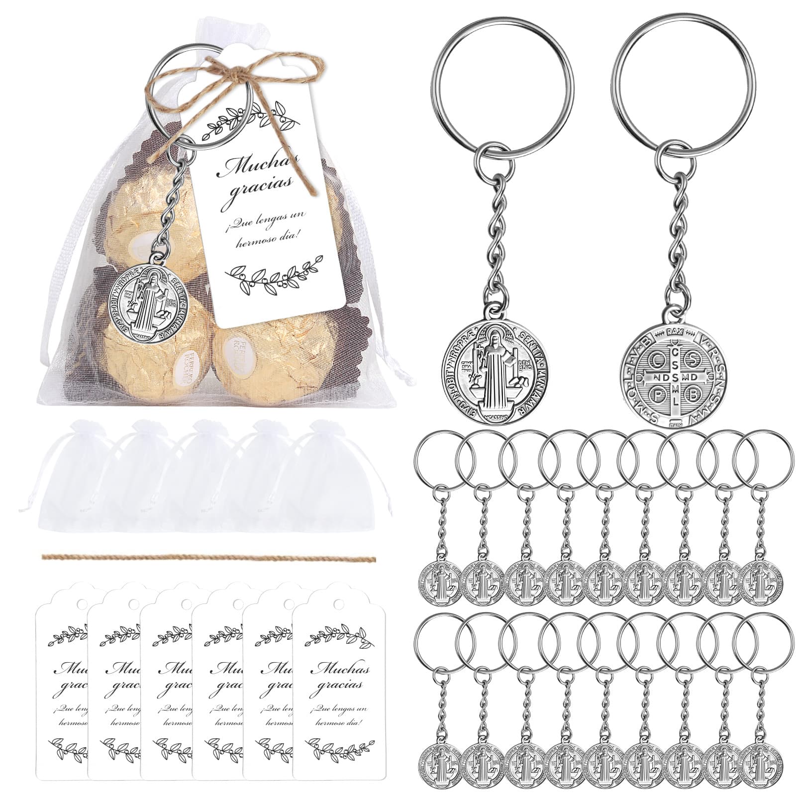 Amazon Vintage St. Benedict Medal Keychain Car Bag Charm Baptismal Communion Prayer Souvenir Gift