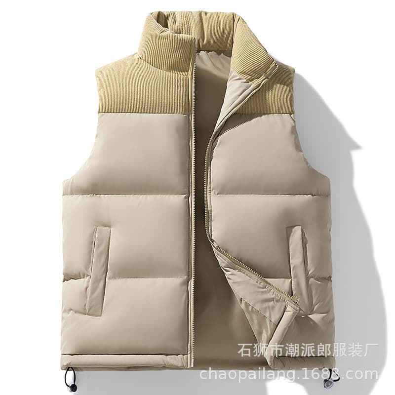 Cross-border Autumn/Winter Down Cotton Vest, Men's Thick Waistcoat Jacket, Unisex Couple Loose Puffer Vest