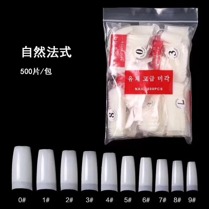 Korean Standard French Nail Tips 500pcs/Pack Transparent Half-Cover Nail Tips Nail Art False Nails Seamless Bagged Nail Tips