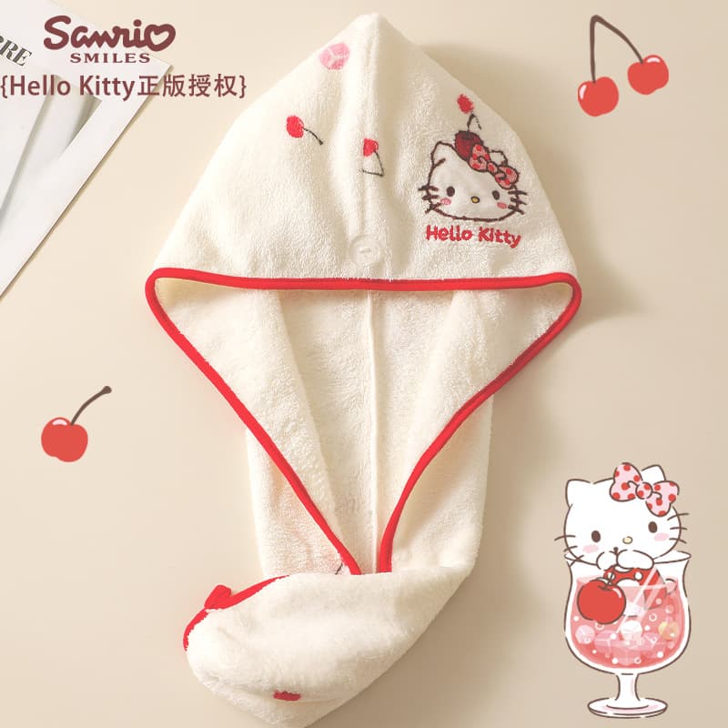 Sanrio genuine coral velvet hair drying hat for women, soft, skin-friendly, water-absorbent, quick-drying and cleanable, turban, turban, cute for home use