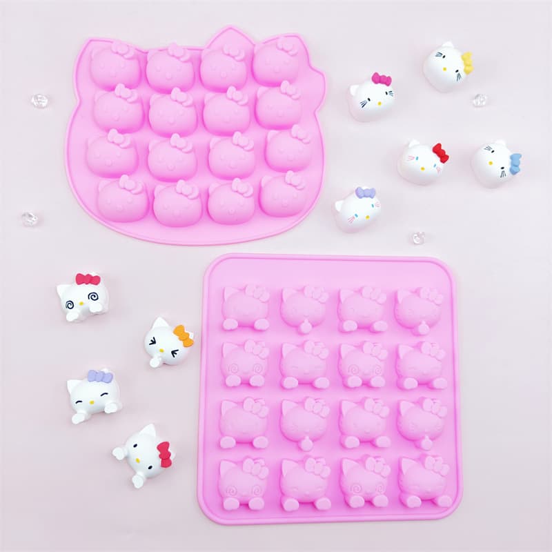 16 even cartoon cat silicone mold diy chocolate candy fudge baking mold complementary biscuit dessert tool
