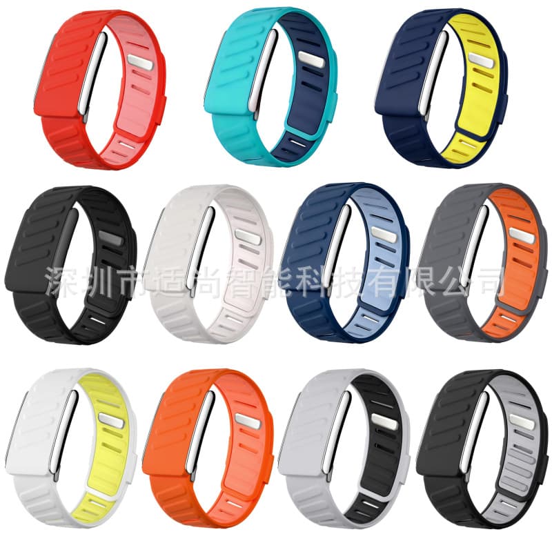 Compatible with Whoop 5.0 Two-Color Silicone Strap with Bright Silver Frame, Sports Replacement Wristband, 11 Colors in Stock for Direct Wholesale