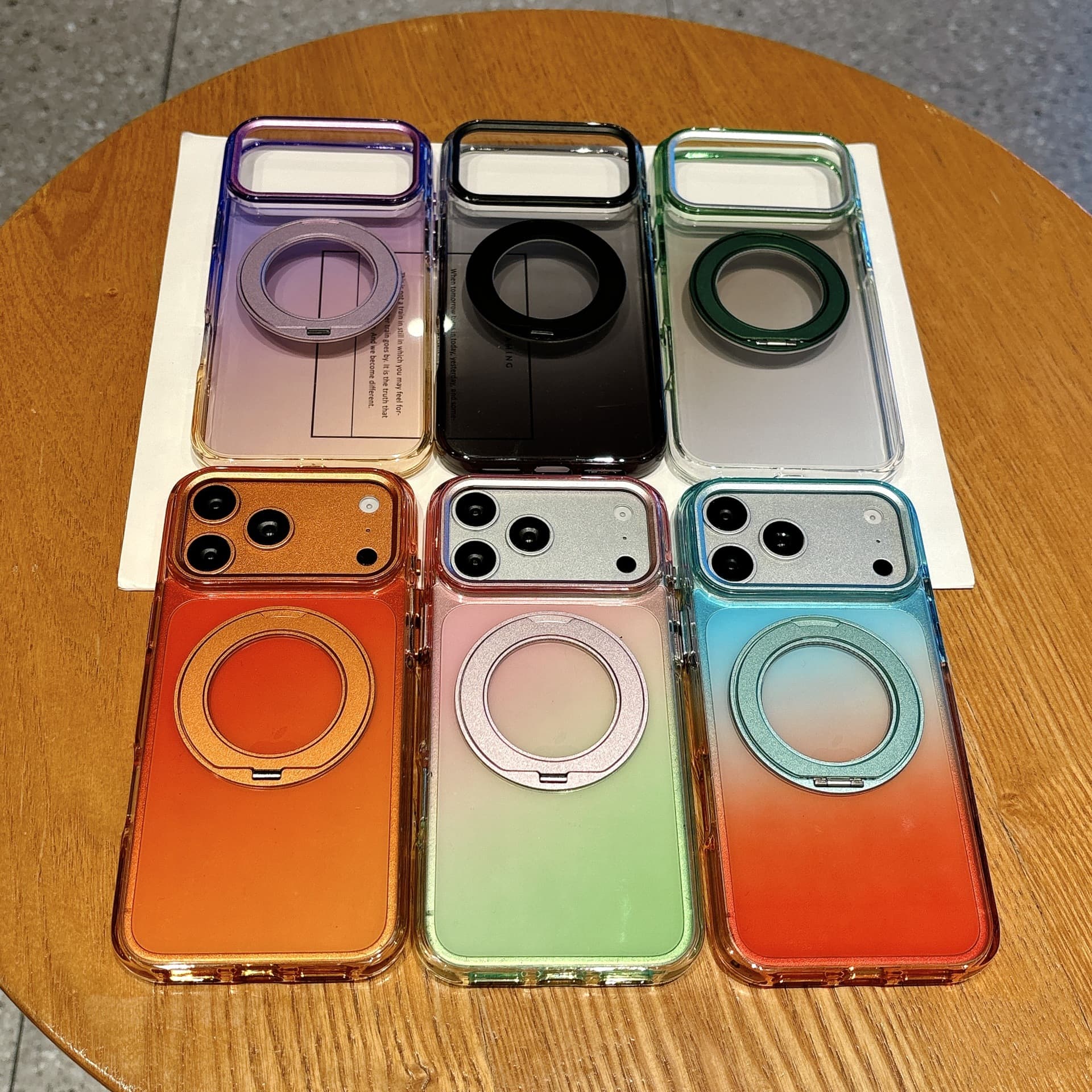 Suitable for iPhone17promax mobile phone case, colorful gradient 360 bracket, Apple 16 magnetic all-inclusive protective cover