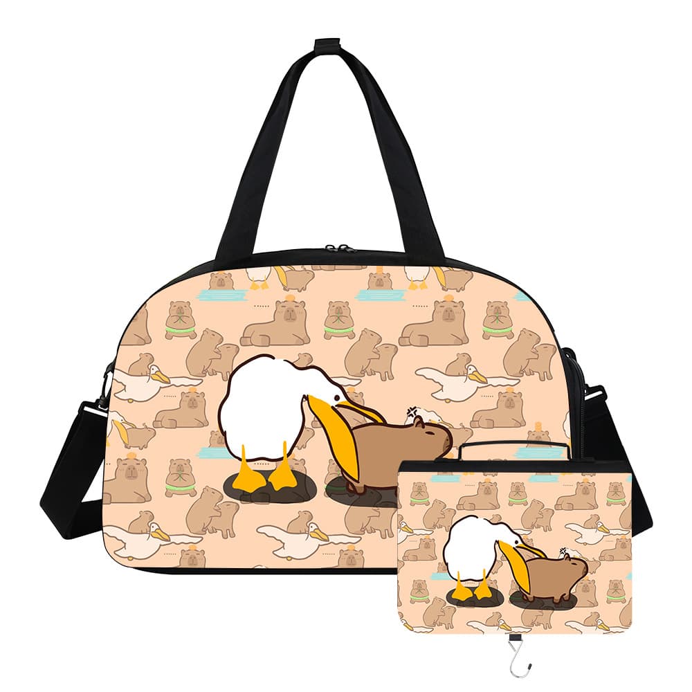 Cross-border supply enterprise souvenir travel toiletry bag set Customized card leather two-piece travel bag set