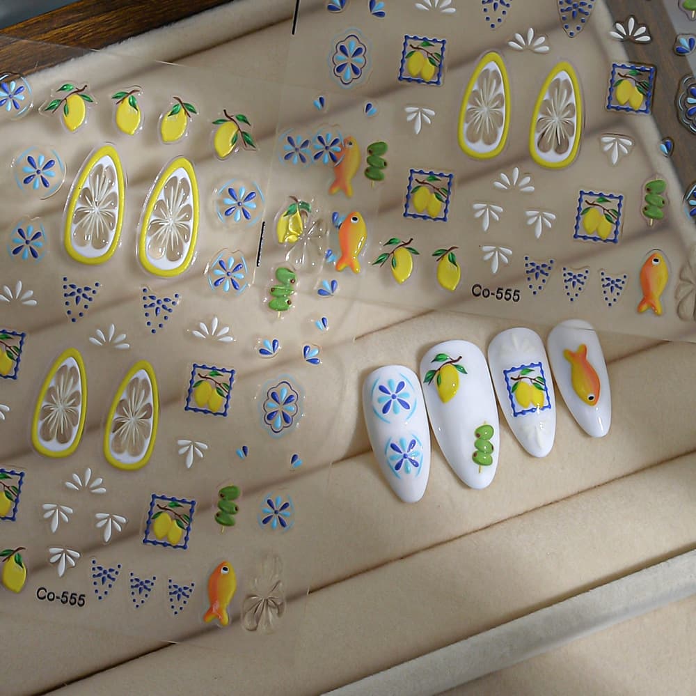 Bohemian Cool Lemon Nail Stickers New Cross-Border 3D Jelly Fresh Ins-Style Nail Stickers Wholesale