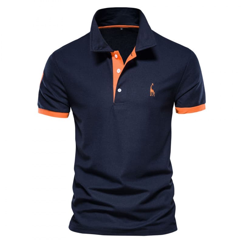 Cross-Border Hot Selling Men's Deer Embroidery Polo Shirt Short Sleeve Red Mesh Lapel Men's T-Shirt Wholesale