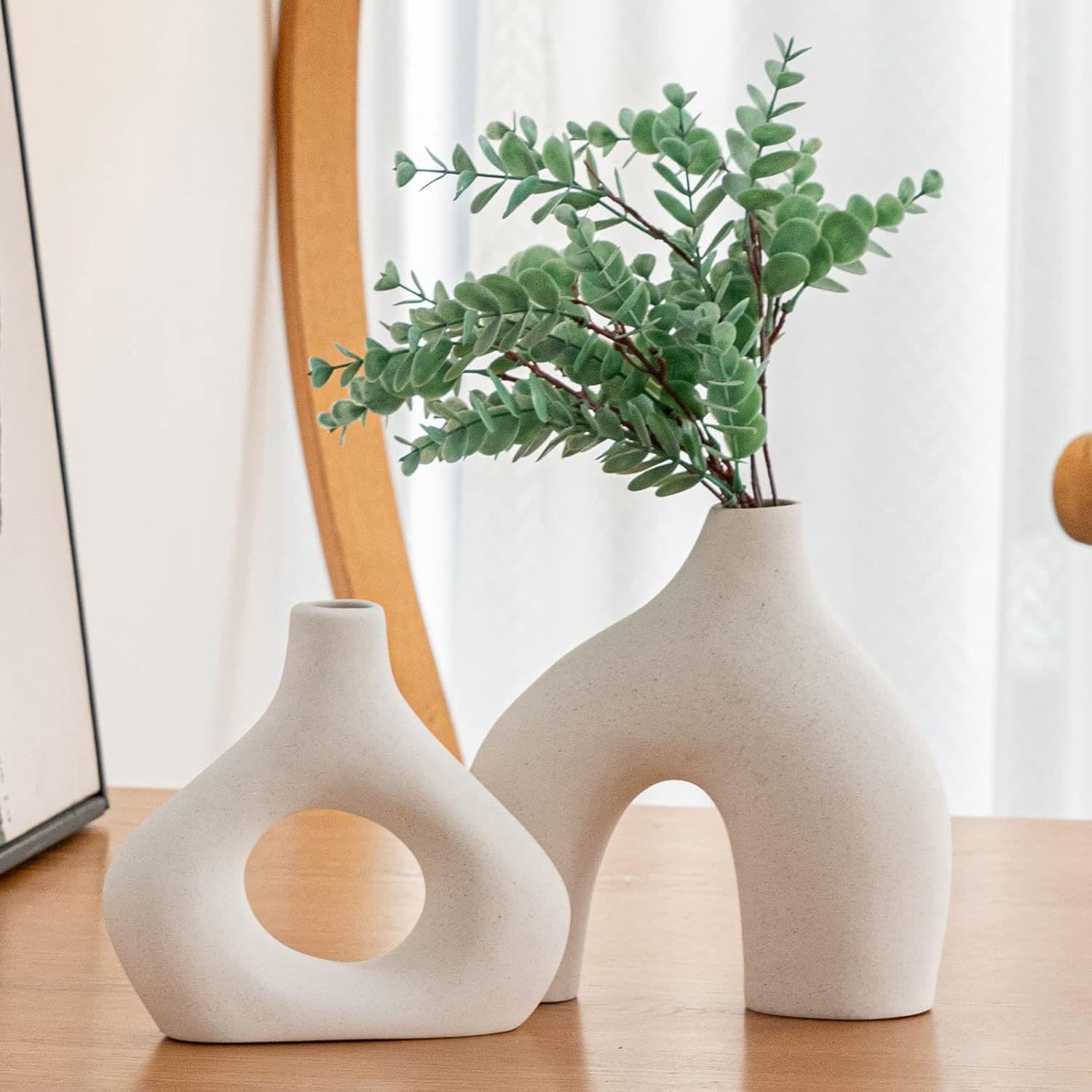 Modern Minimalist Ceramic Vase Decoration, Ins Circle Vase, Creative Ceramic Vase, Cross-border Hot Selling White Vase