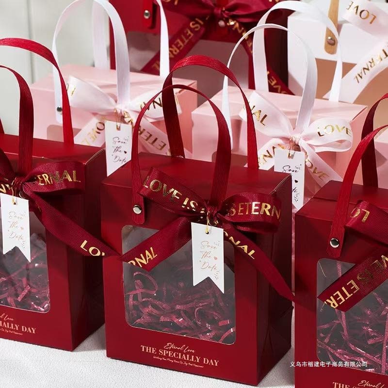 Portable Gift Bag Party Favor Birthday Transparent Christmas Gift Box Gift Packaging Candy Box Wedding Engagement Box