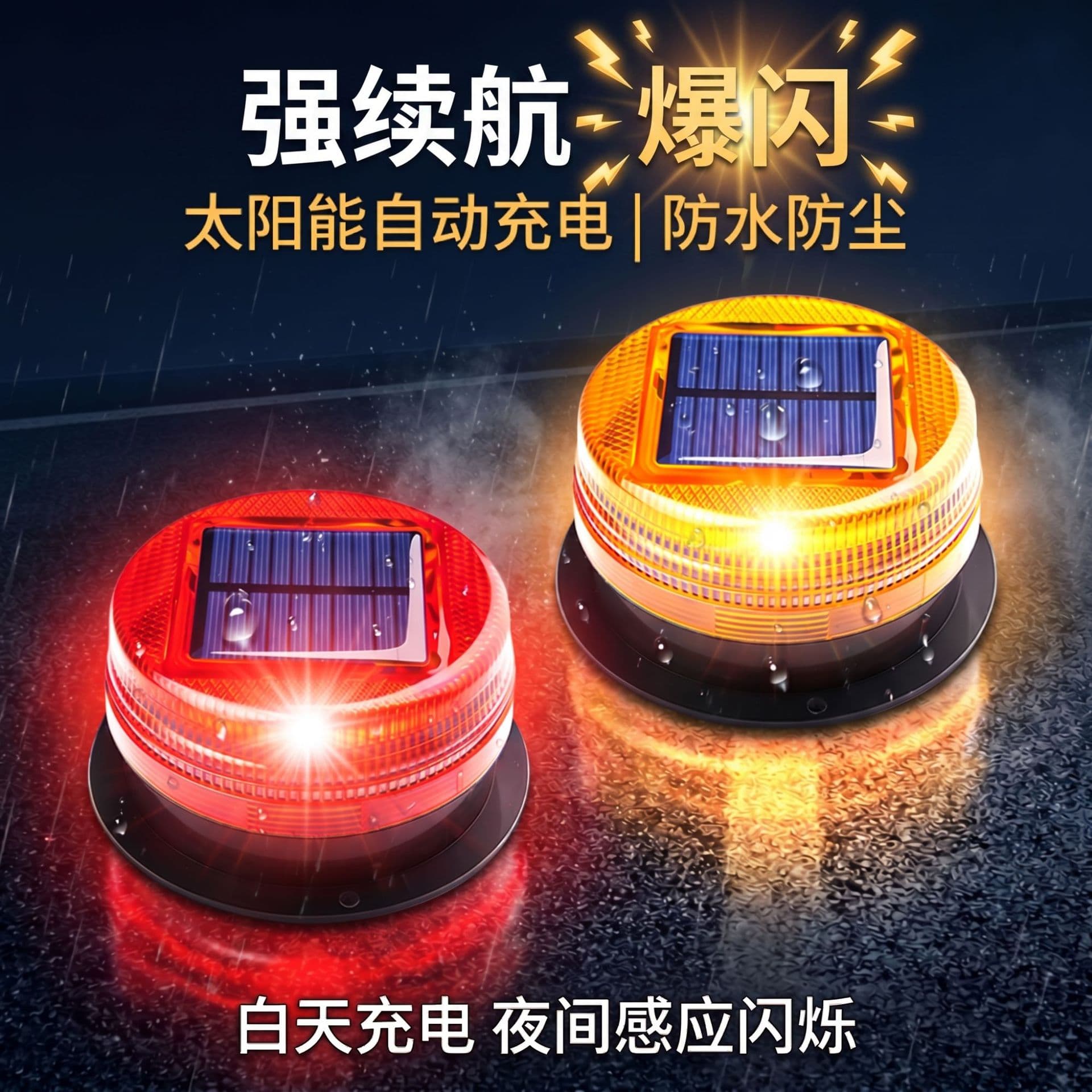 Cross-border hot selling solar colorful LED flashing light without wiring for car, truck and motorcycle anti-rear collision warning light