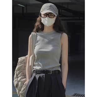 Louvre Spring/Summer New Korean Style Minimalist Basic Racerback Vest Shaping Slimming Fitted Pressure-Free Inner Top for Women