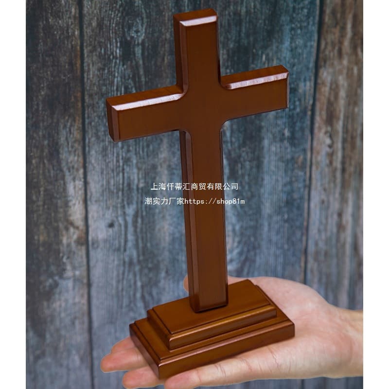 Oak Wood Cross Ornament Church Supplies Home Decorative Item Small Gift