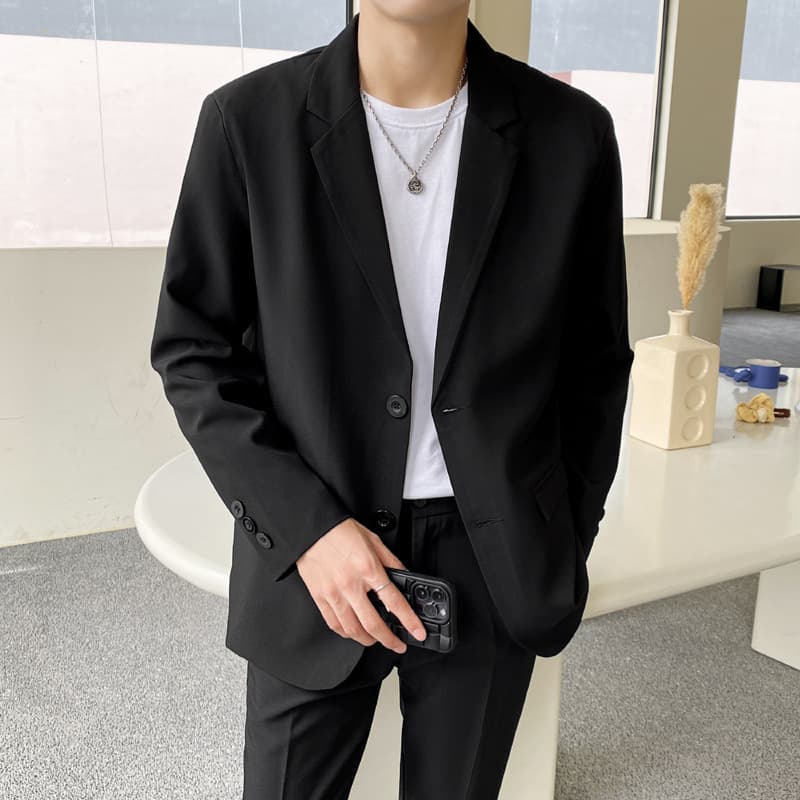 New Premium Men's Blazer Stylish Casual Design Korean Business Casual Black Suit Jacket Formalwear
