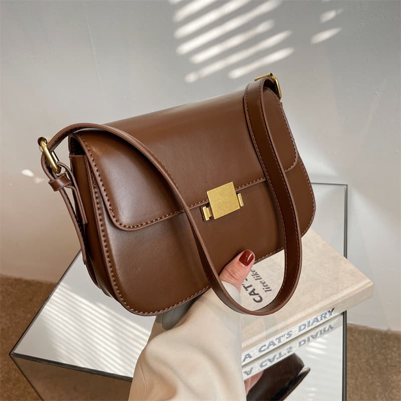Women's Fashion Textured Small Bag, New Autumn/Winter Trendy Retro Versatile Crossbody Shoulder Bag Underarm Square Bag