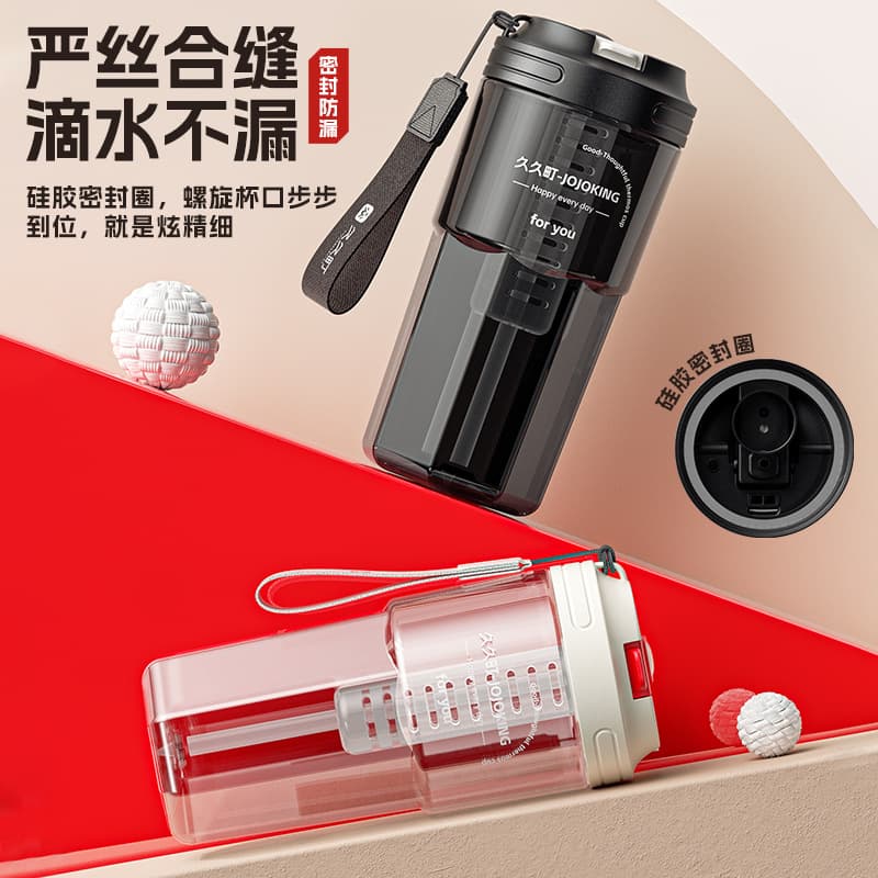 Drop-resistant Water Bottle for Men and Women, High-Aesthetic Straw Coffee Cup, Summer Plastic Tritan High-Temperature Resistant Portable Tea Brewing Cup