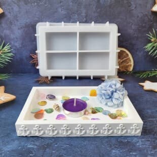 S2858 Rectangular Boat Anchor Tray Decoration Cement Plaster Mold DIY Silicone Mold