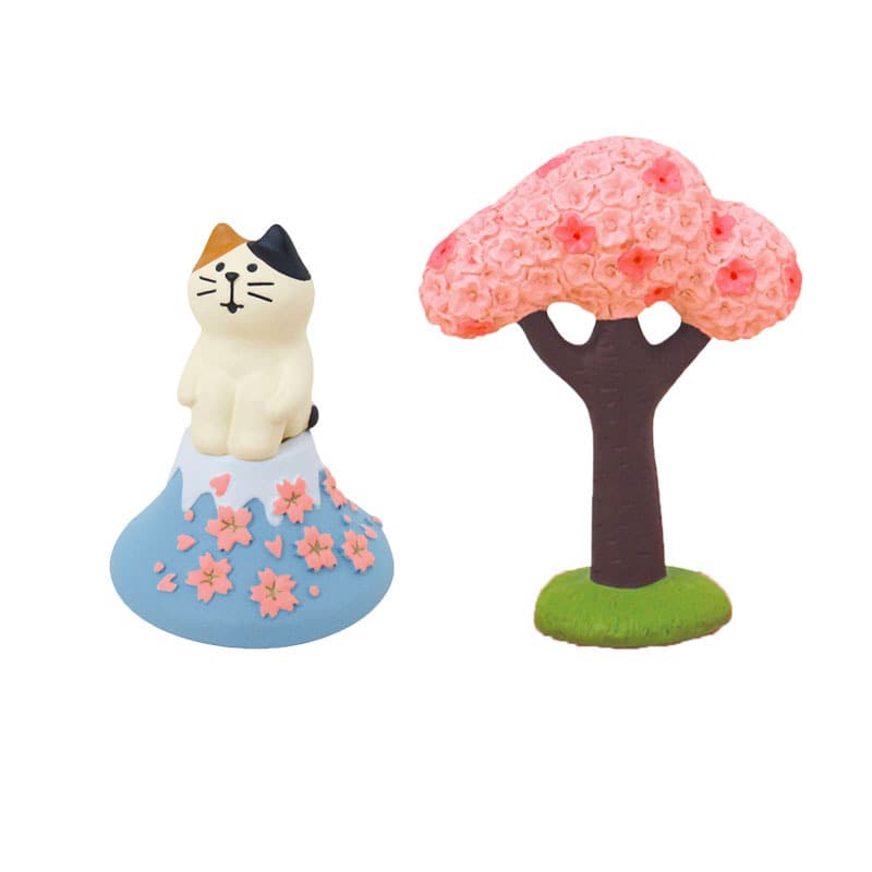 ZAKKA Sakura Tree Fuji Cat Decoration Gift Resin Craft Ornament Japanese Style Home Decor