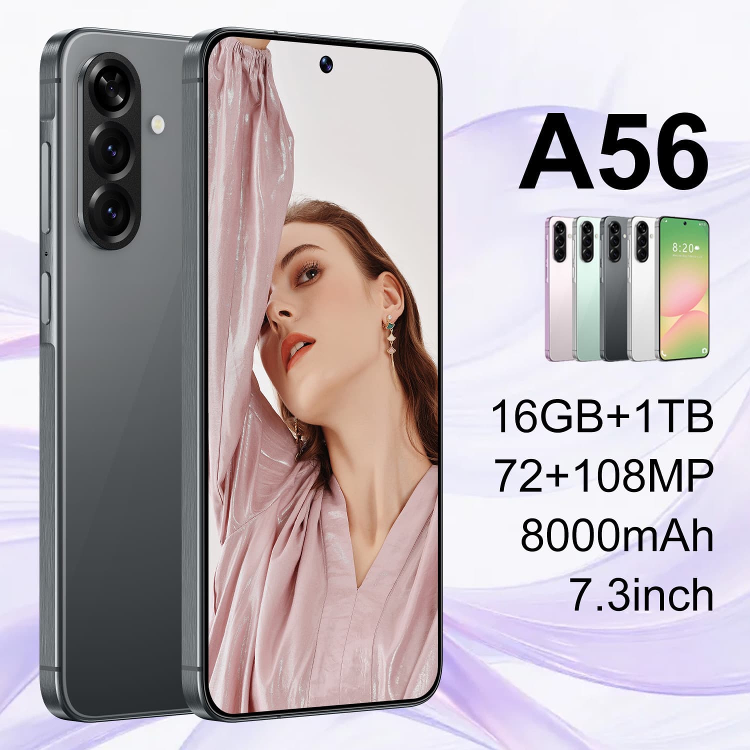 A56 cross-border smartphone 16+1T Android 7.3-inch large screen AliExpress hot-selling cross-border e-commerce can be shipped on behalf of