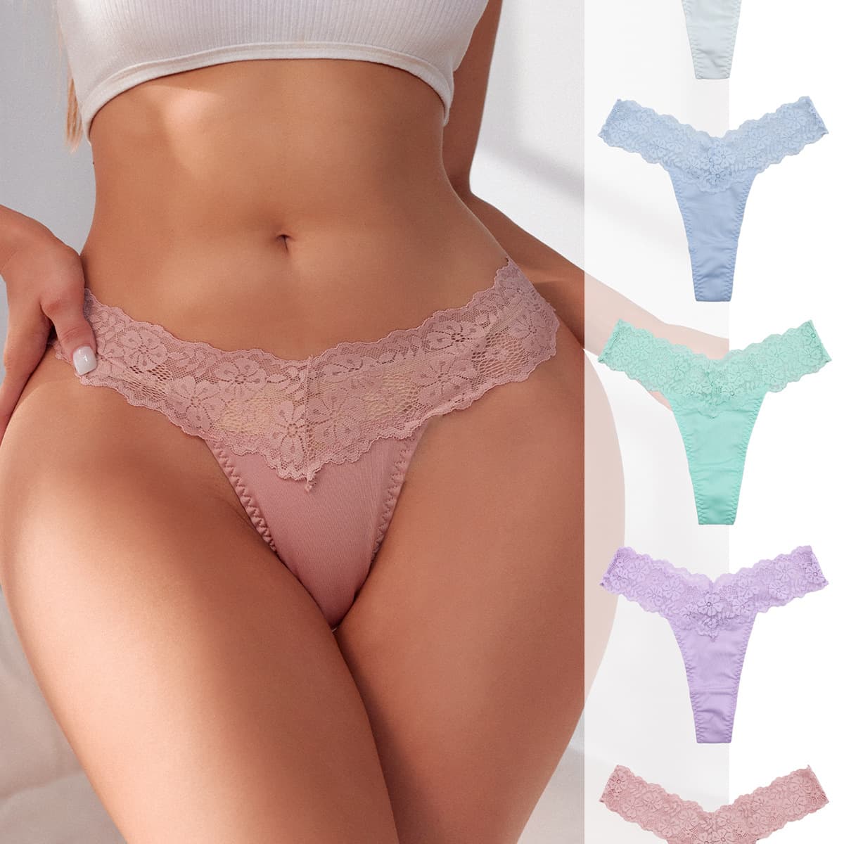 New Lace Triangle Panties for Women, Seamless Solid Color Breathable Sexy Cross-Border Best Seller