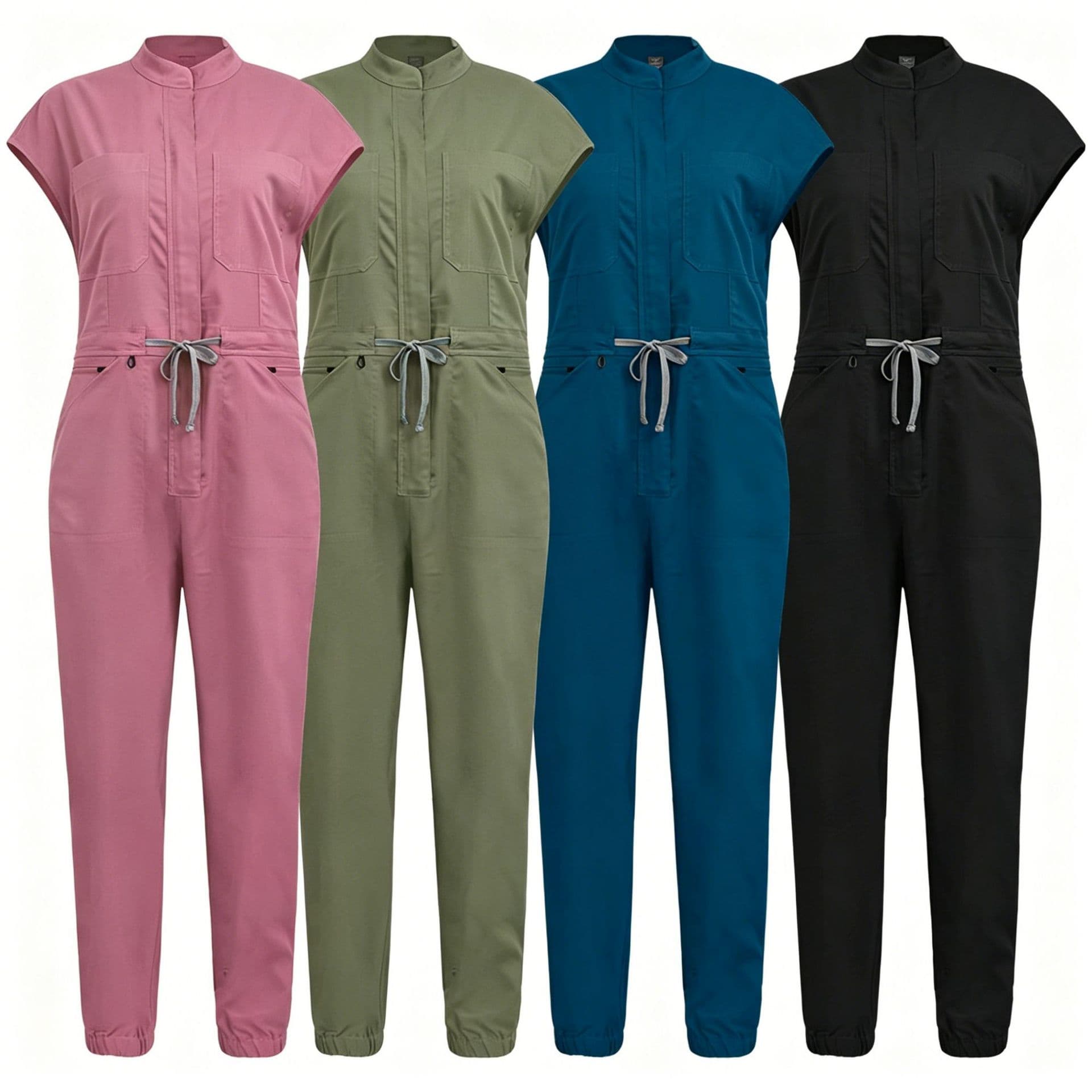 Cross-Border One-Piece High-End Medical Scrub Set with Stand Collar, Fly Sleeves, and Zipper for Doctors, Nurses, and Caregivers in Operating Rooms