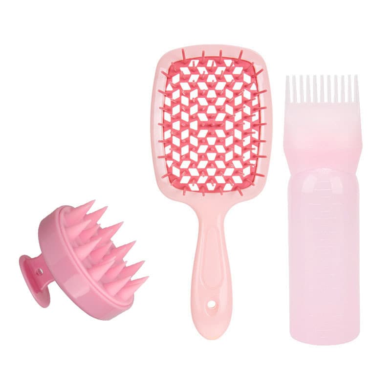 Cross-Border Hairdressing Tool Set of Four: Hollow Massage Comb, Silicone Shampoo Brush, Hair Dye Comb, High-Pressure Spray Bottle Set