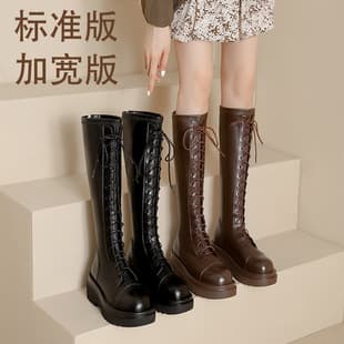 Factory Direct Long Boots Wide Calf 2024 Autumn Winter New Over-the-Knee Stretch Elastic Long Boots Women Thick Sole Riding Boots
