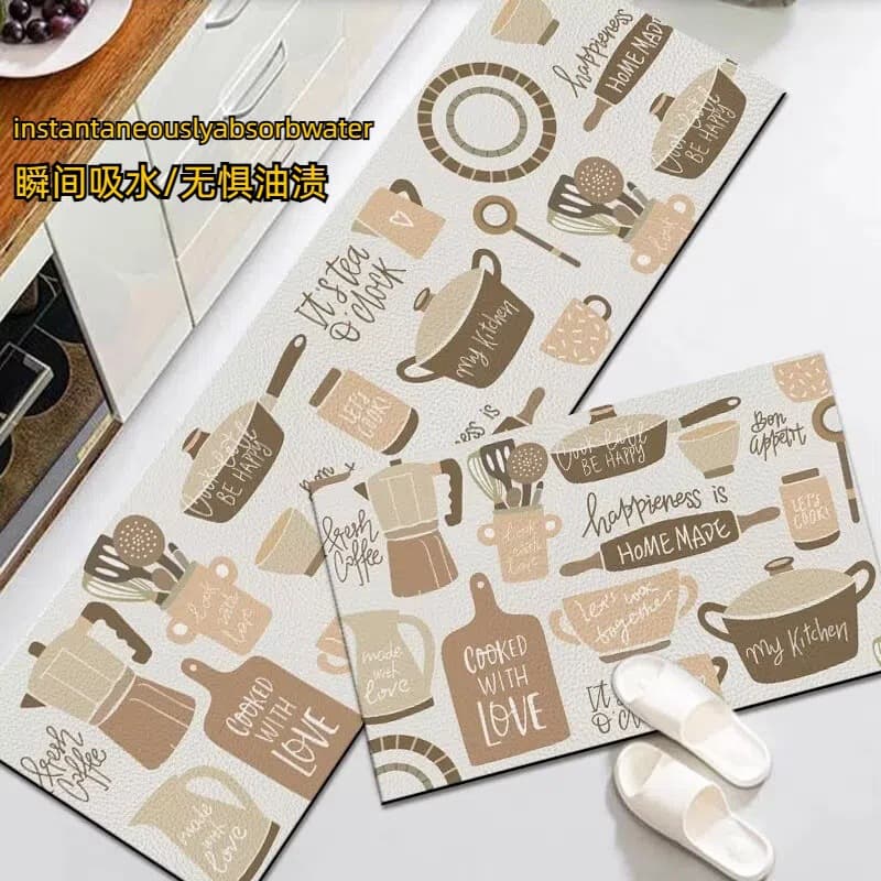 Kitchen floor mat, dirt-resistant, non-slip, diatom mud water-absorbing door mat for entryway