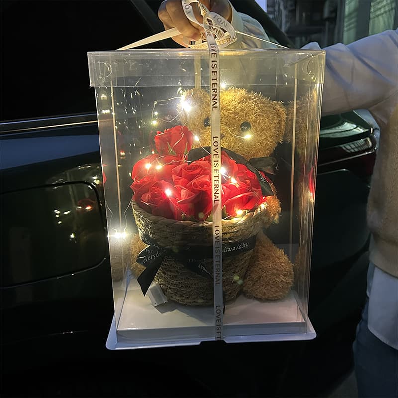 Valentine's Day/Birthday Gift: Popular Teddy Bear Plush Toy with Roses for Your Girlfriend