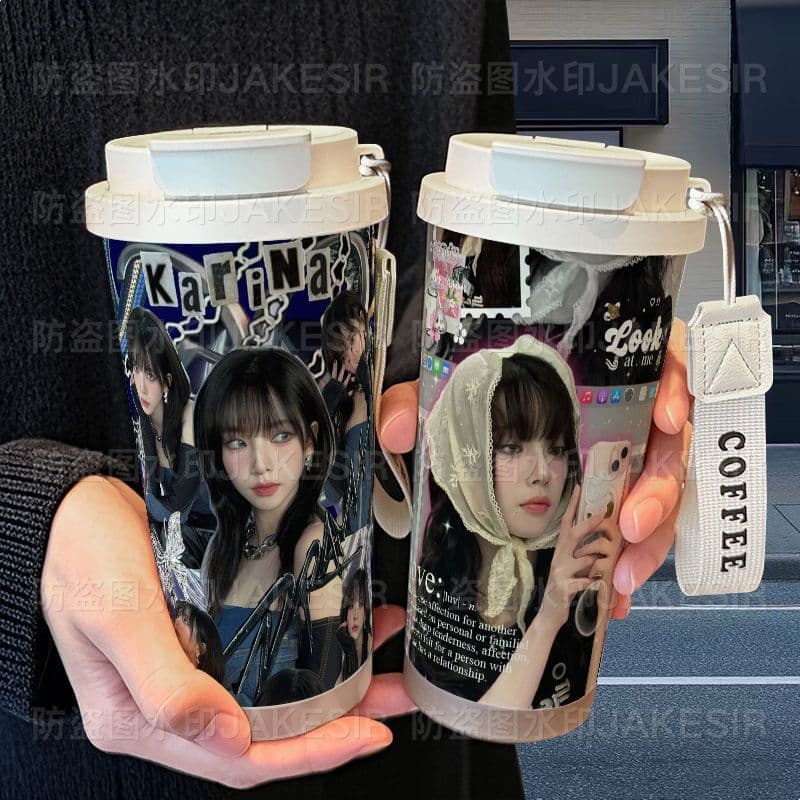 Yan Liu Zhimin Cute IN Thermos with Figure Collectibles, High-Value Aesthetics, Double Straws for Female Students