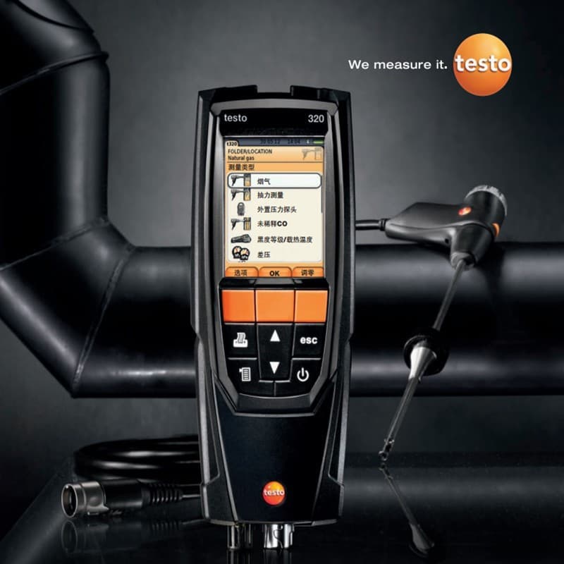 German Testo 320 Flue Gas Analyzer Gas CO/O2 Tester Boiler Combustion Efficiency Detector