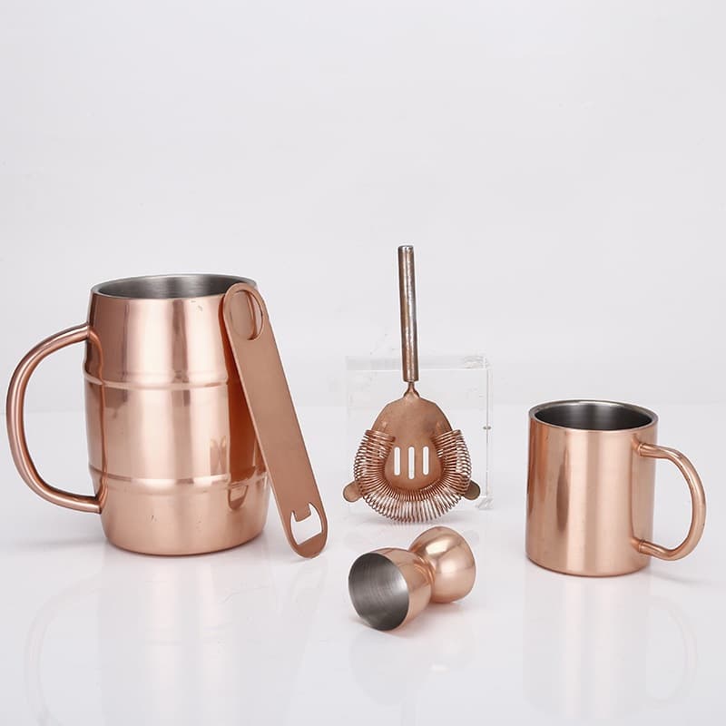 Factory direct sales electroplated stainless steel wine cup double layer with handle anti-scalding tea cup pot belly beer cup available for wholesale