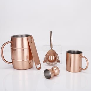Factory Direct Electroplated Stainless Steel Wine Cup Double Layer with Handle Heat-Proof Tea Cup Large Belly Beer Mug Wholesale Available