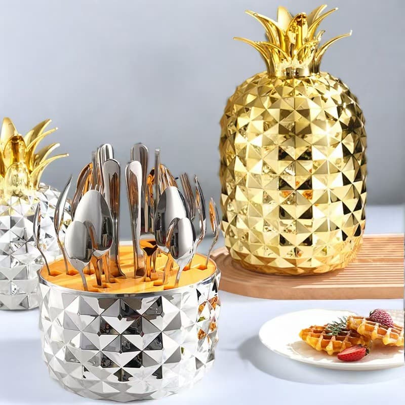 Tengli Stainless Steel Western Dining Utensils Set Luxury Egg Shaped Dinnerware Gift Box Set Mirror Polished Cutlery Set