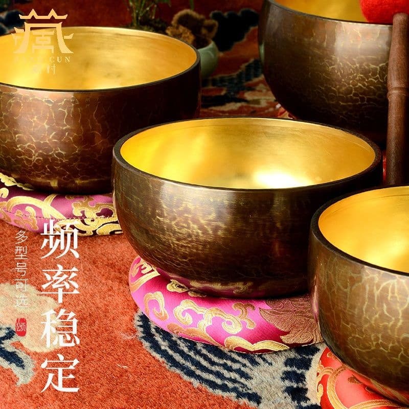 Purple Gold Singing Bowl Handmade Meditation Bowl Yoga Chime Copper Bowl Ornament for Mindful Gifting