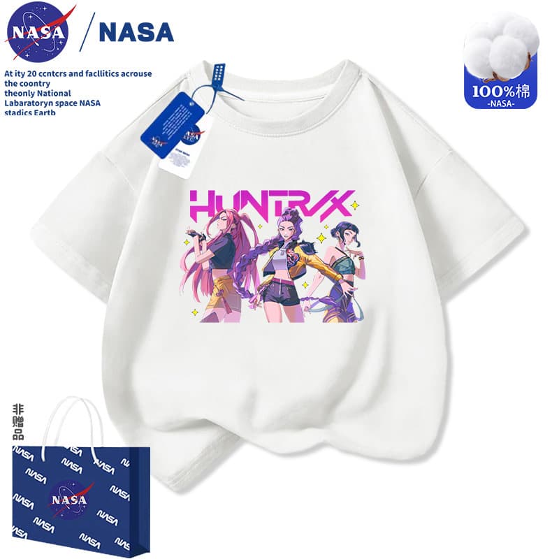 NASA Witch Girl Group Cartoon Print Girls' Cotton Short Sleeve T-Shirt Summer Trendy Youth Versatile Tee